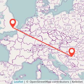 London Belgrade train map