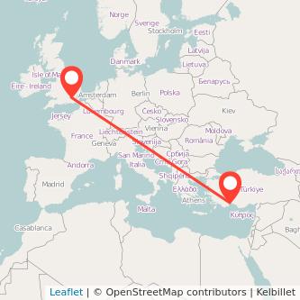 London Antalya flight map