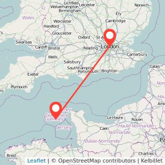 London Guernsey flight map