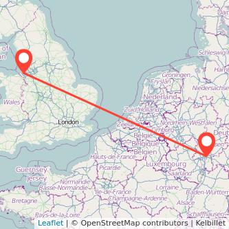Liverpool Frankfurt flight map