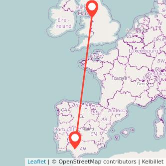 Liverpool Seville flight map