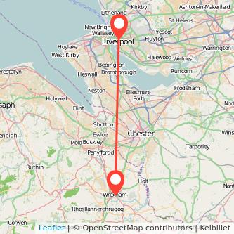 Liverpool Wrexham train map