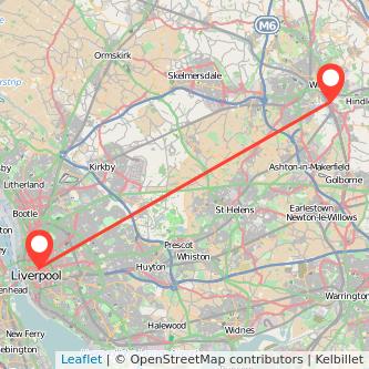 Liverpool Wigan bus map