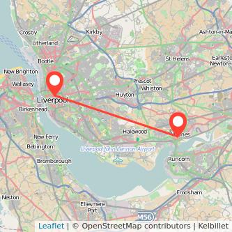 Liverpool Widnes bus map