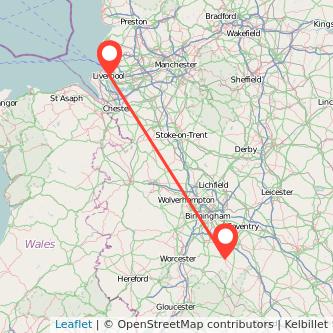 Liverpool Stratford-upon-Avon train map