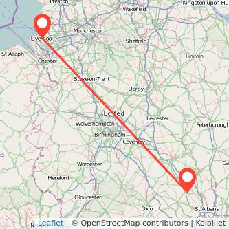 Liverpool Leighton Buzzard bus map