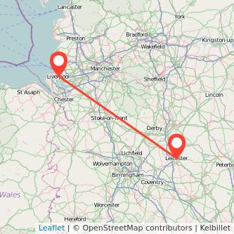 Liverpool Leicester train map