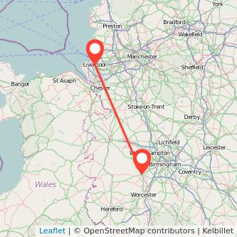 Liverpool Kidderminster bus map