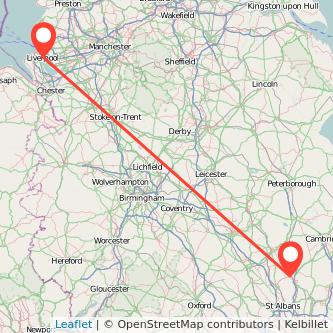 Liverpool Hitchin bus map