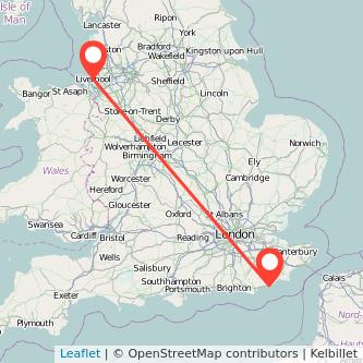 Liverpool Hastings train map