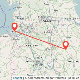 Liverpool Grantham train map