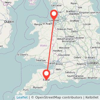 Liverpool Exeter train map