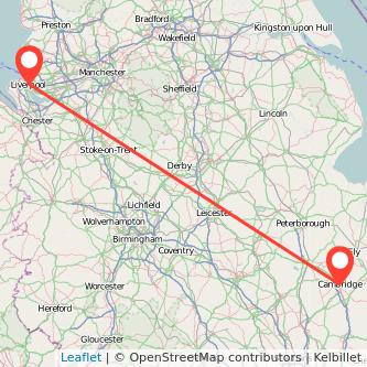 Liverpool Cambridge train map