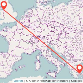Liverpool Athens flight map