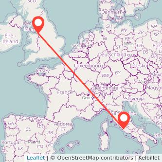 Liverpool Rome flight map