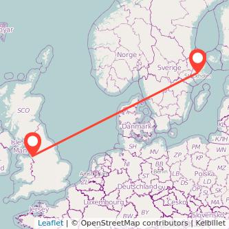 Liverpool Stockholm flight map
