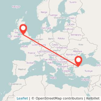 Liverpool Istanbul flight map