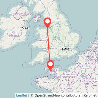 Liverpool Guernsey flight map