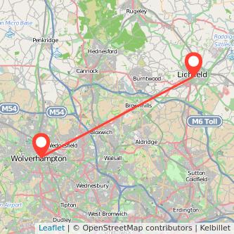 Lichfield Wolverhampton train map