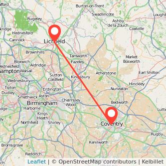 Lichfield Coventry train map