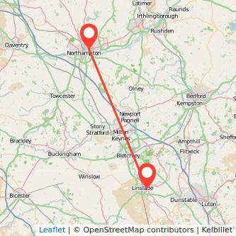 Leighton Buzzard Northampton train map