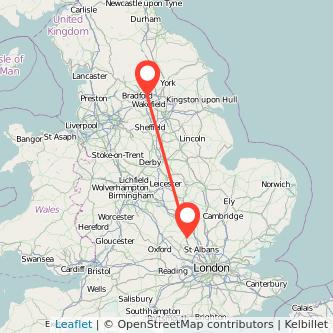 Leighton Buzzard Leeds train map