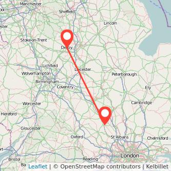 Leighton Buzzard Derby bus map