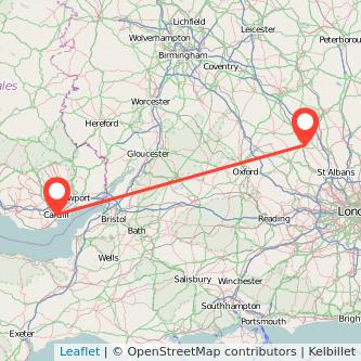 Leighton Buzzard Cardiff train map