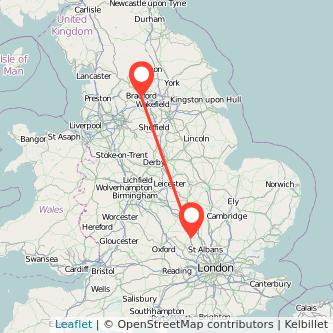 Leighton Buzzard Bradford train map