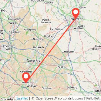 Leicester Warwick train map