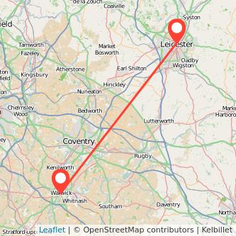 Leicester Warwick bus map