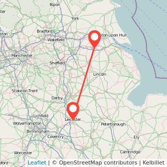 Leicester Scunthorpe train map