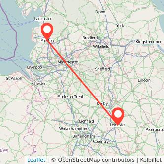 Leicester Preston train map