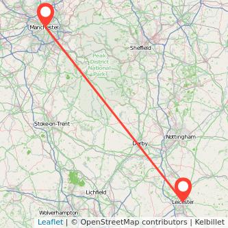 Leicester Manchester train map