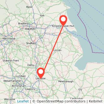 Leicester Hull train map