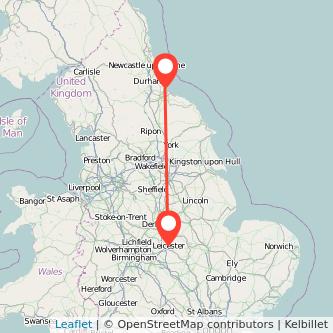 Leicester Hartlepool bus map