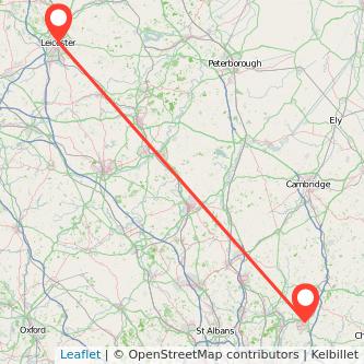 Leicester Harlow train map