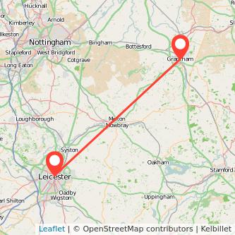 Leicester Grantham train map