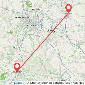 Leicester Gloucester train map