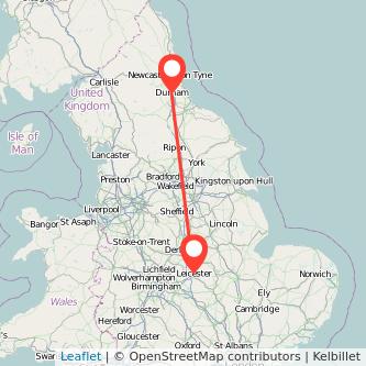 Leicester Durham bus map