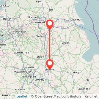 Leicester Doncaster train map