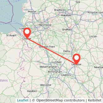 Leicester Chester train map