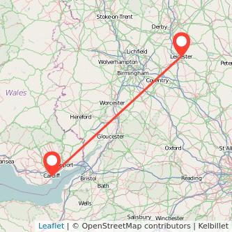 Leicester Cardiff train map