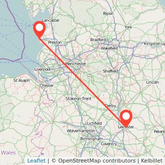 Leicester Blackpool bus map