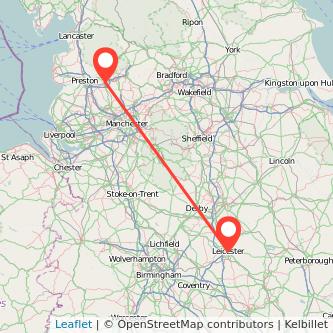 Leicester Blackburn train map