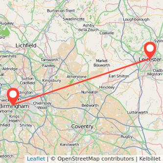 Leicester Birmingham train map