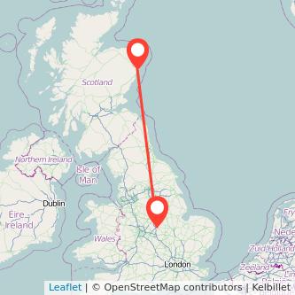 Leicester Aberdeen train map