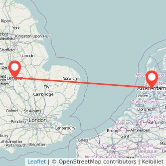 Leicester Amsterdam train map