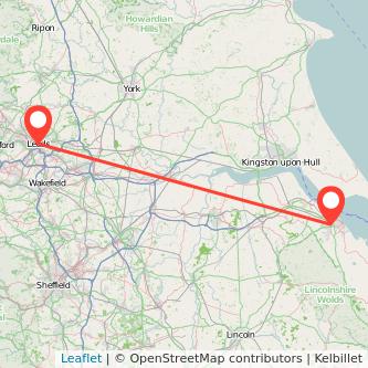 Leeds Grimsby train map