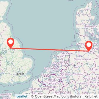 Leeds Hamburg flight map